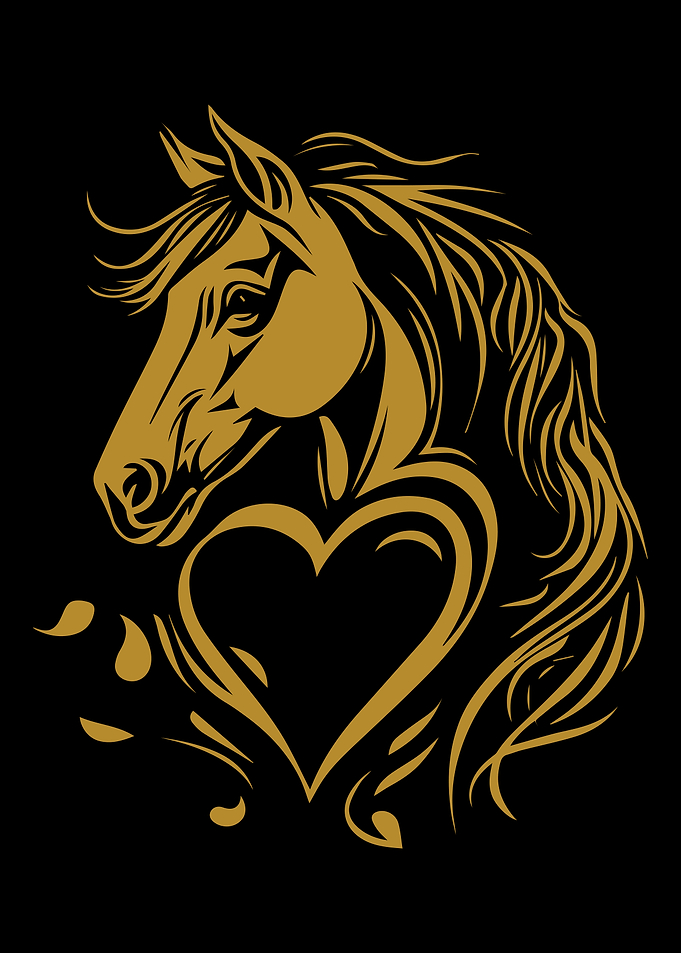 Golden Horse Head with Heart