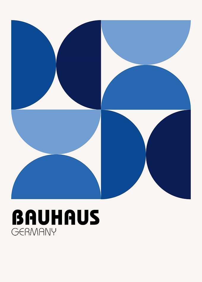 Bauhaus Geometric Blue Art Print