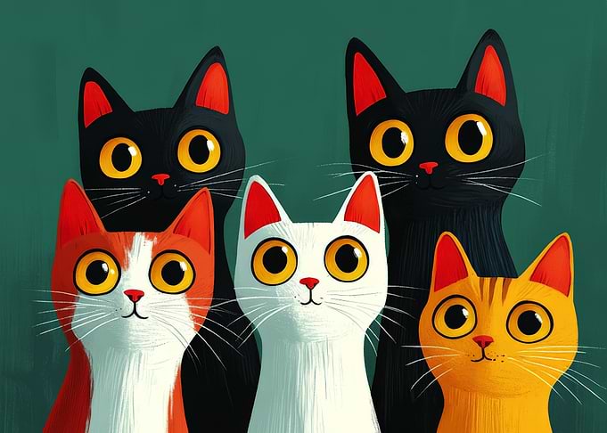 Cartoon Cats Portrait