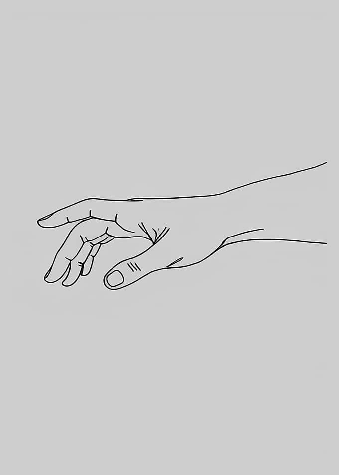 Hand Reaching Minimalist Line Art