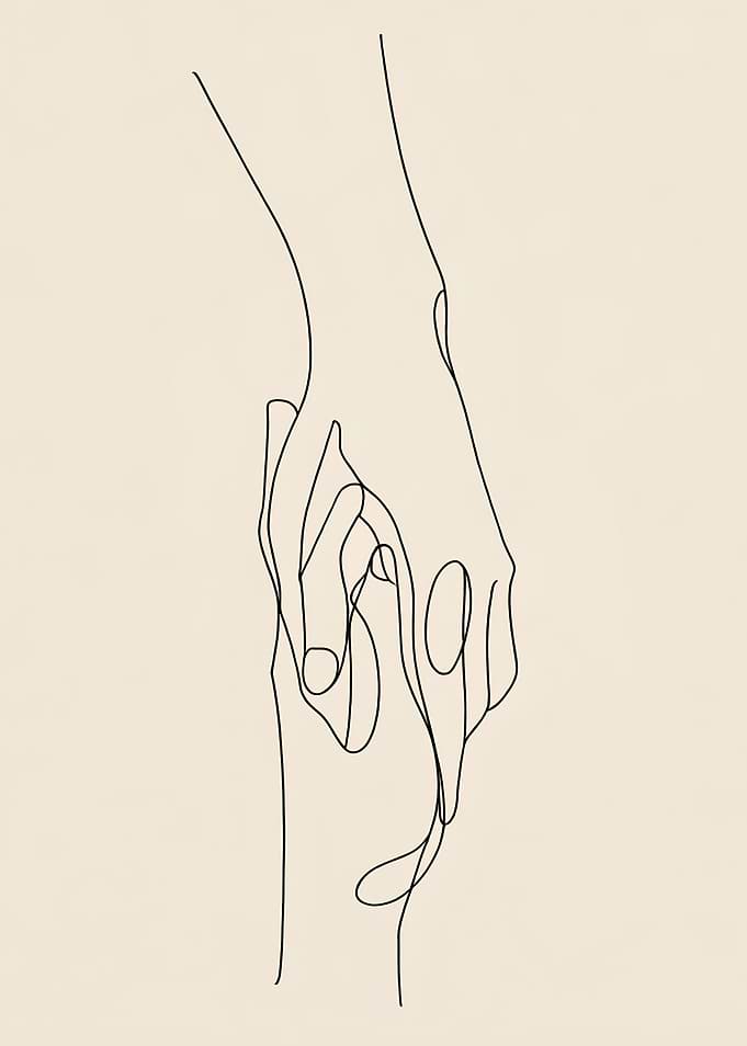 Minimalist Hands Line Art