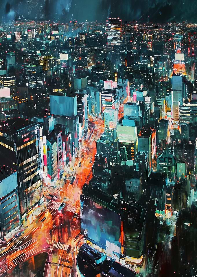 Night Cityscape Painting