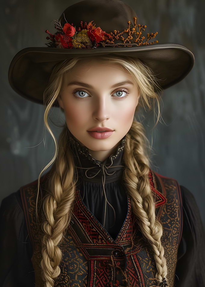 Portrait of a woman with hat