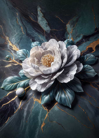 Elegant White Flower on Marble Background