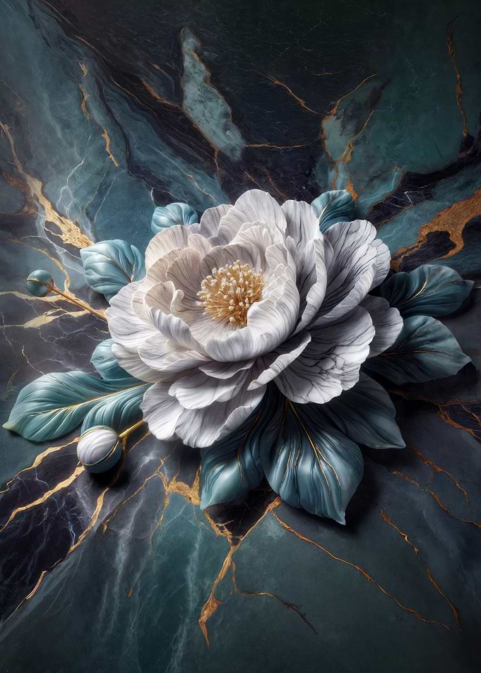 Elegant White Flower on Marble Background