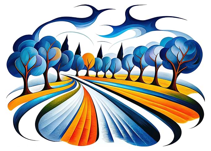 Abstract Landscape with Trees and Road