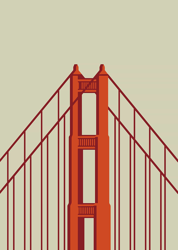 Golden Gate Bridge Minimalist Illustration