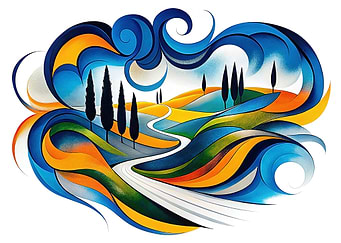 Abstract Tuscan Landscape Painting