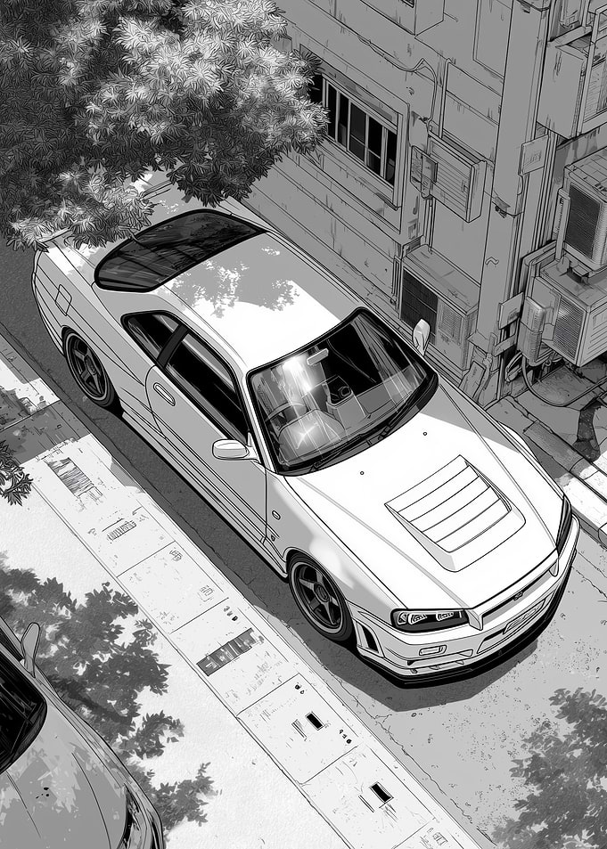 Nissan Skyline R34 Manga Style
