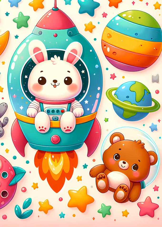 Cute Animals in Space Adventure