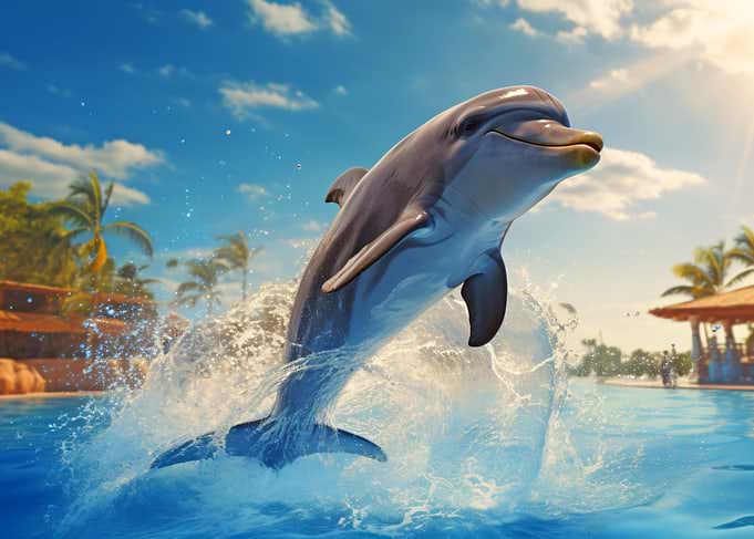 Dolphin leaping from water