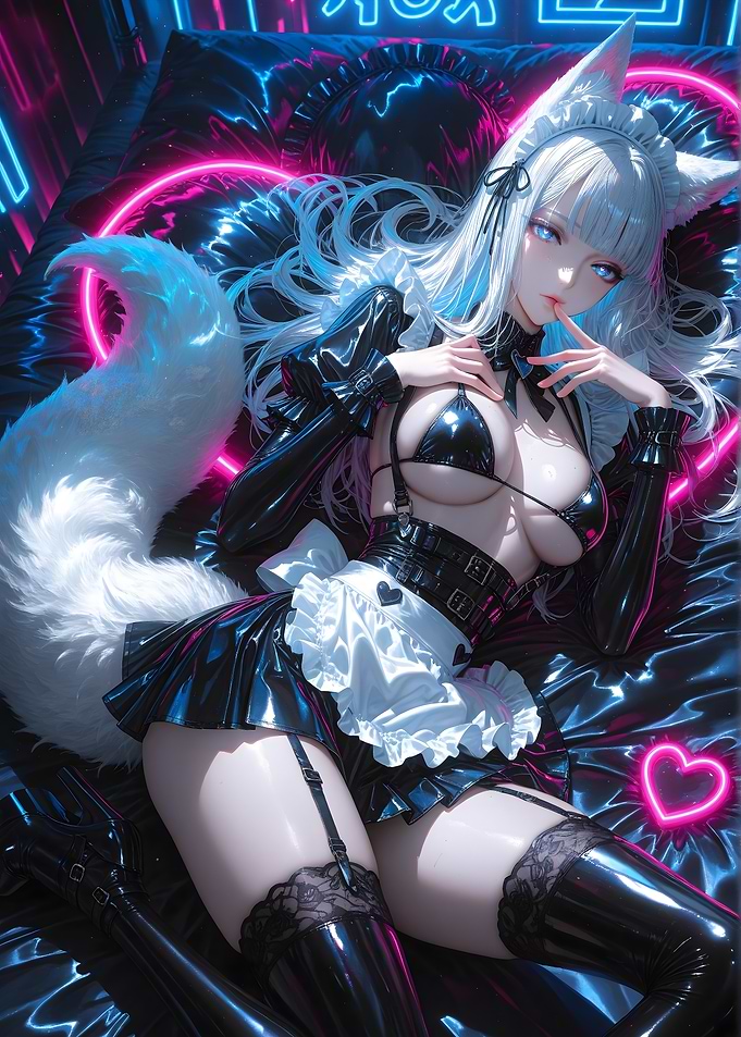 Anime Fox Girl in Latex Outfit