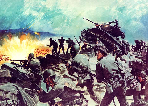 Breakout at Normandy, June 1944 — vintage poster restored on metal