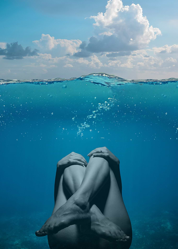 Underwater Figure with Sky