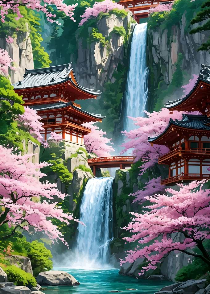 Japanese Temples and Cherry Blossoms