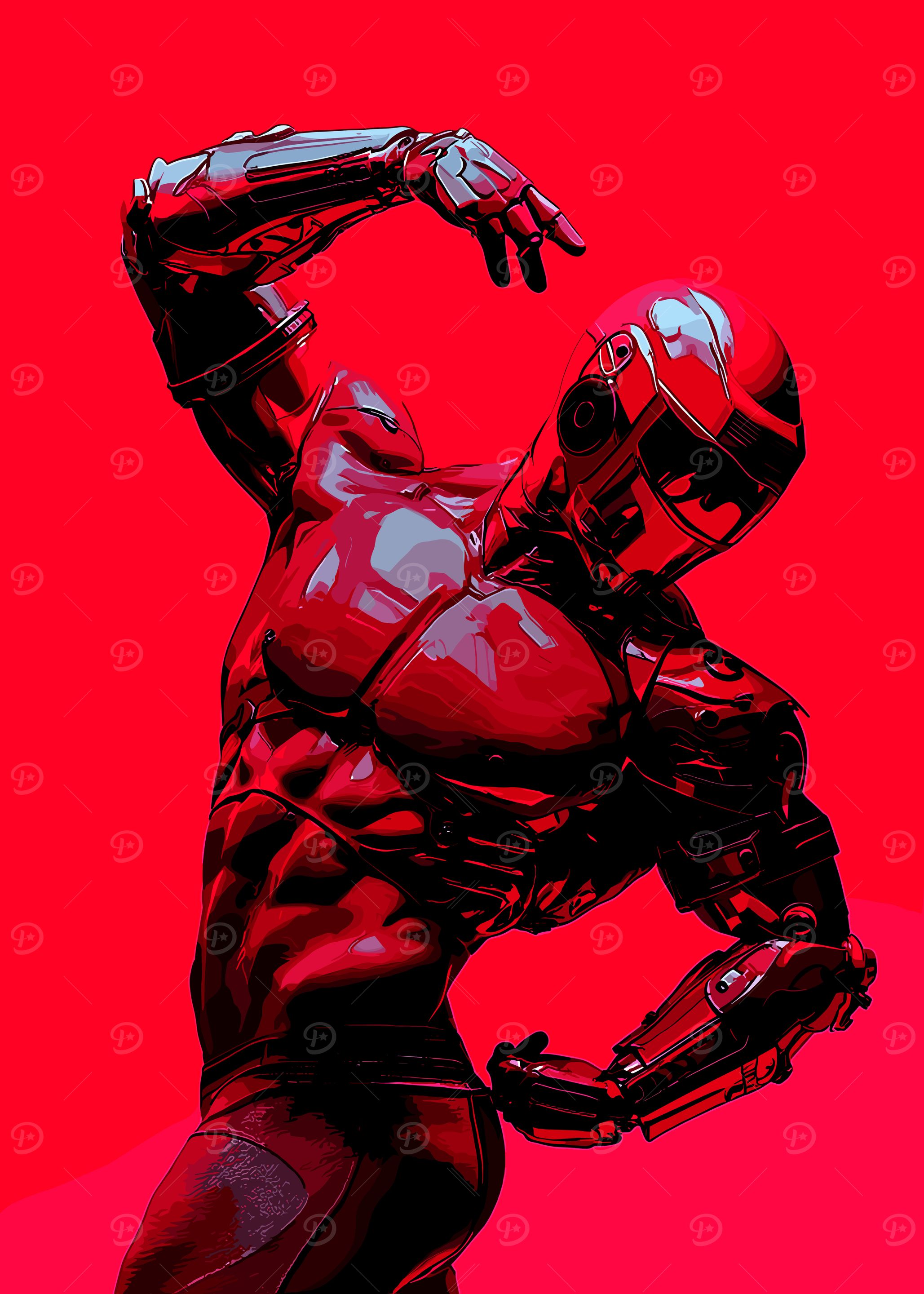 Red Futuristic Robot