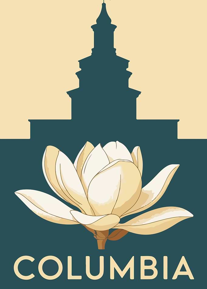 Columbia South Carolina Cityscape with Magnolia