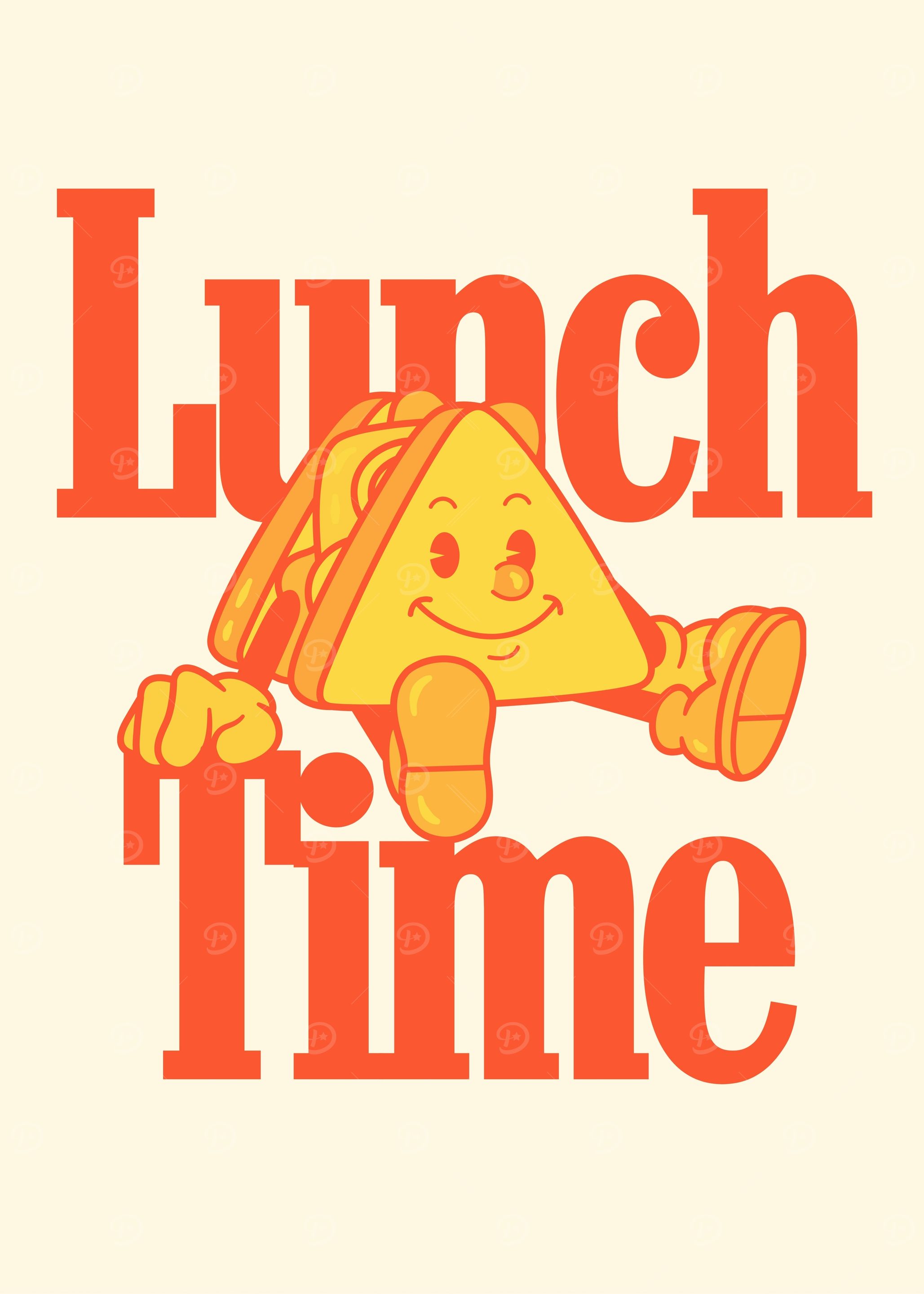 Lunch Time Sandwich Cartoon Illustration