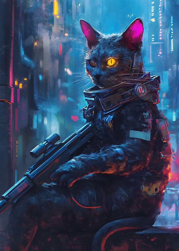 Cyberpunk Cat Sniper