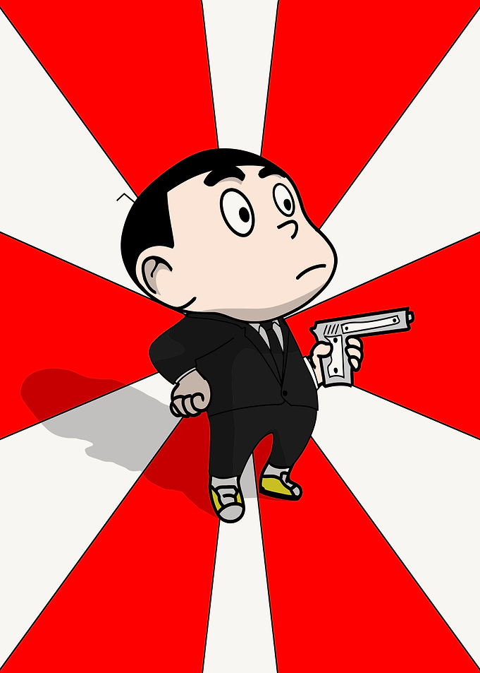 Cartoon Character with Gun