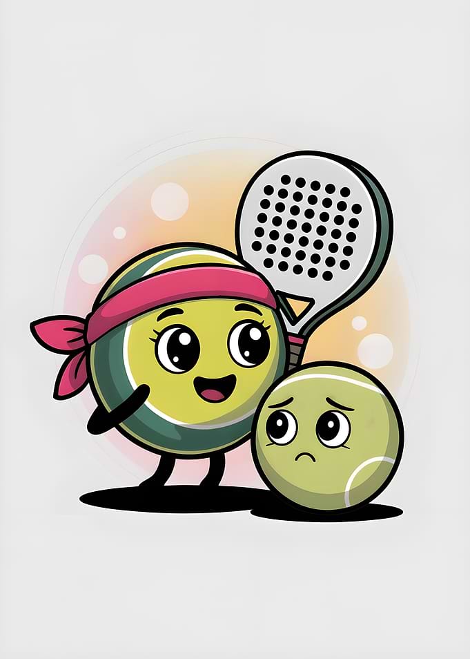 Cartoon Cute Padel Ball Duo – Cheerful & Shy