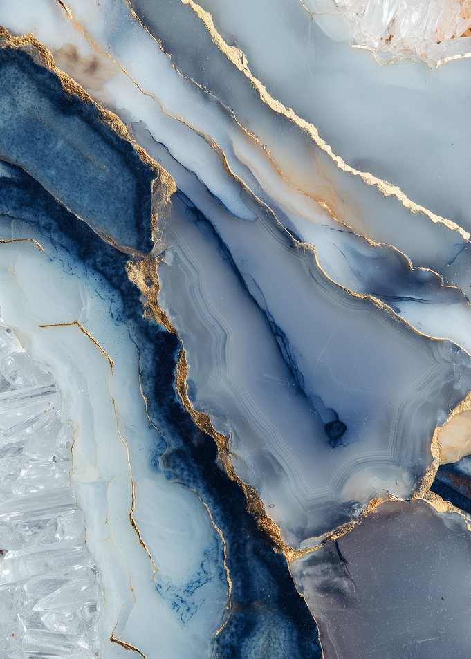 Blue and Gold Agate Abstract