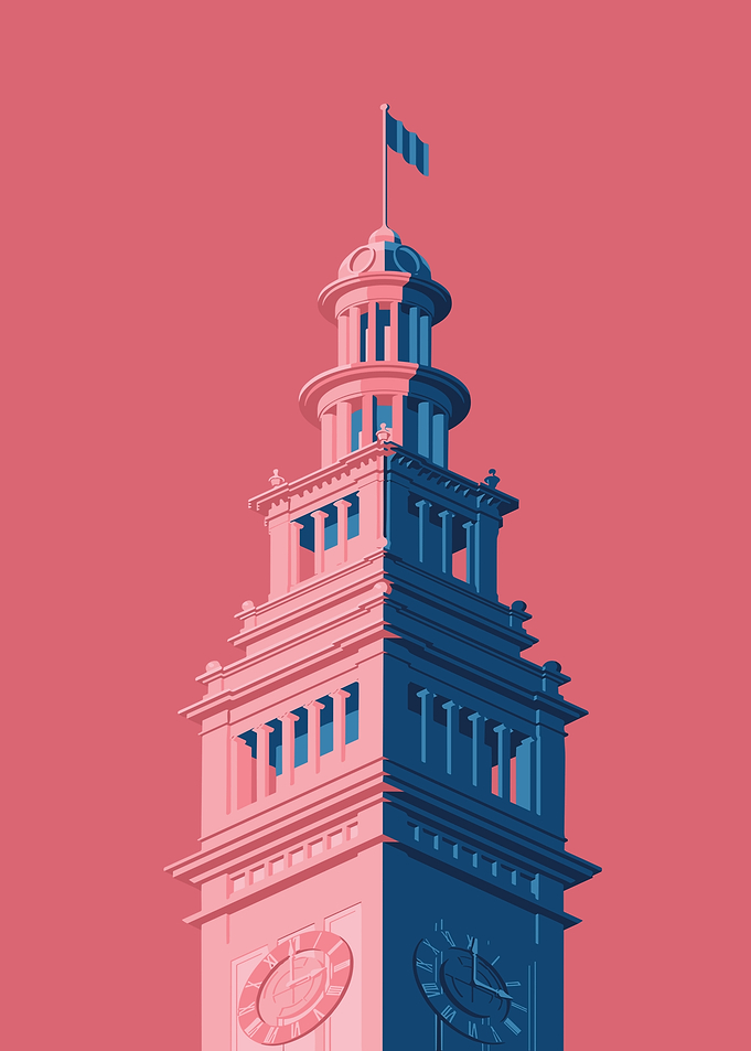 San Francisco Ferry Building Illustration