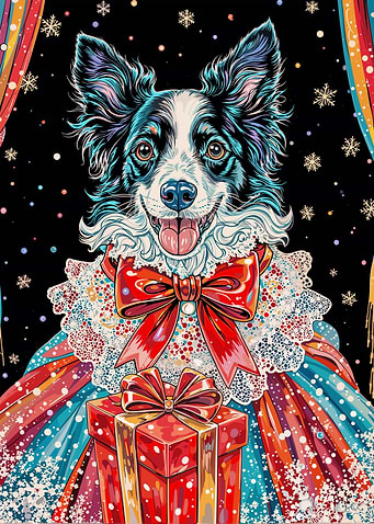 Festive Dog with Gift