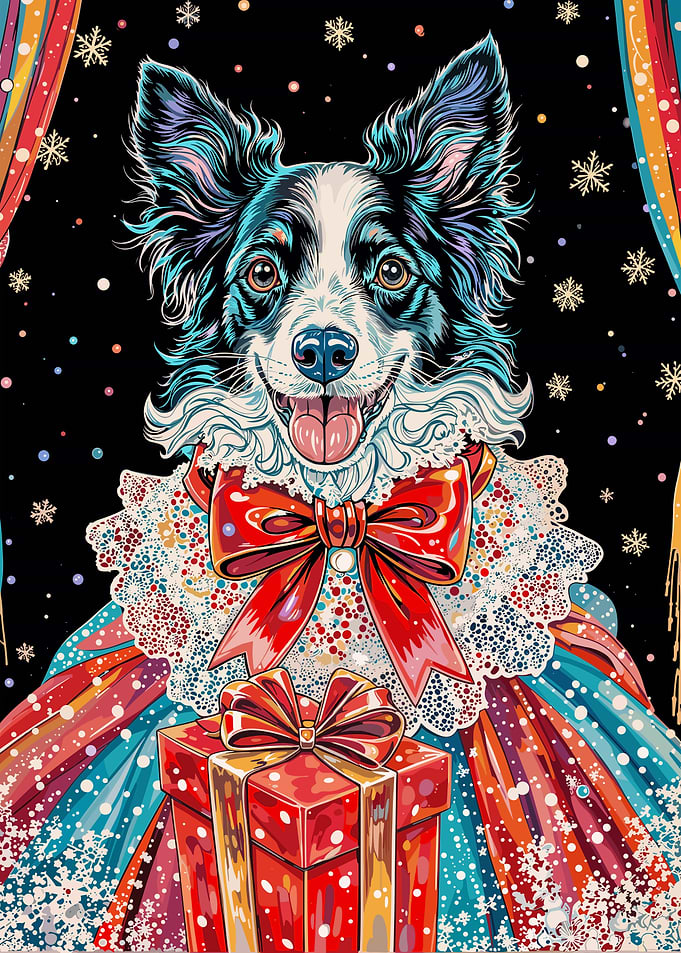 Festive Dog with Gift