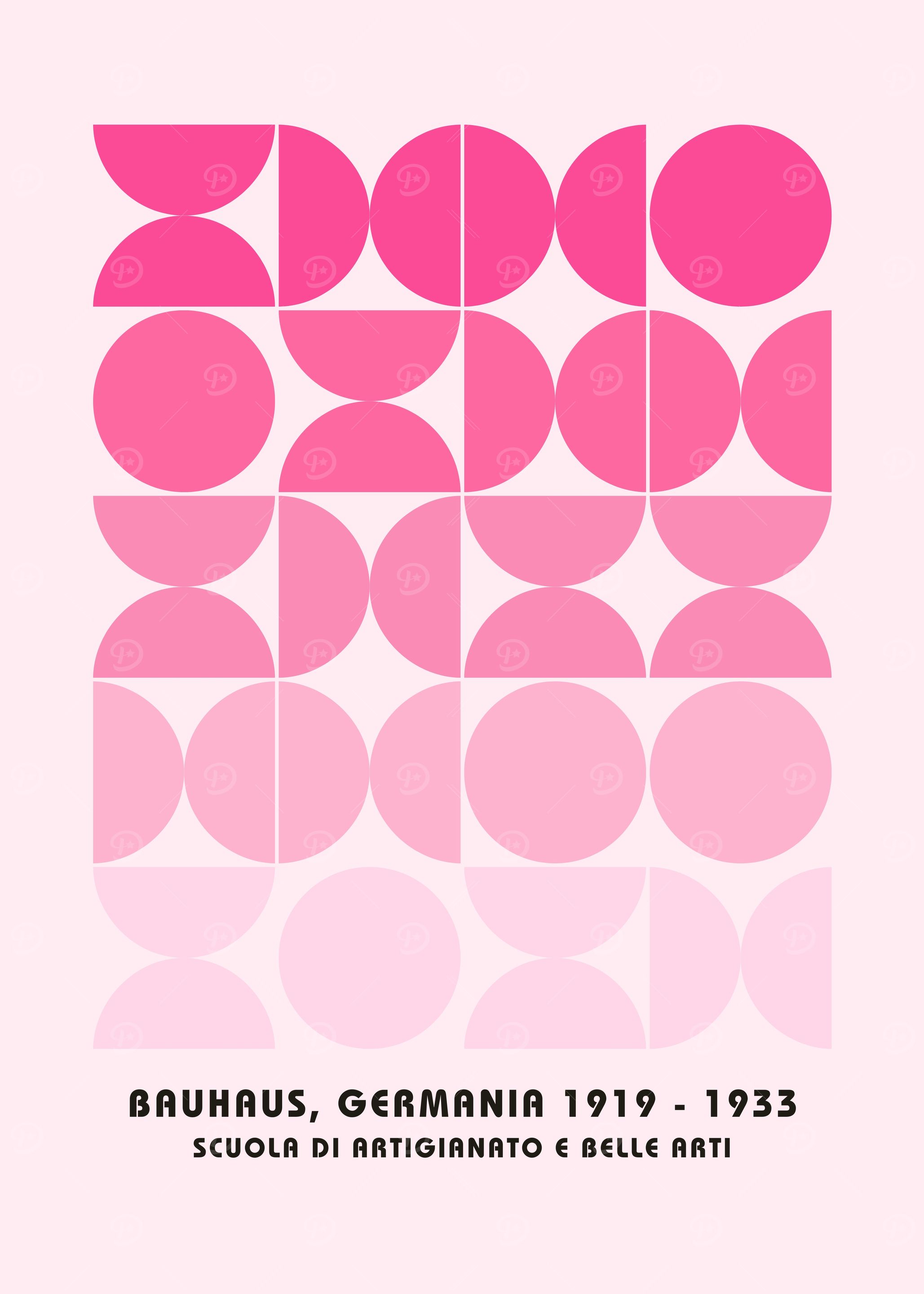 Bauhaus Geometric Pink Art Print
