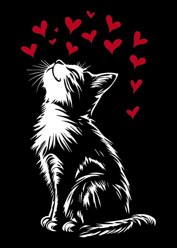 Cat with Hearts