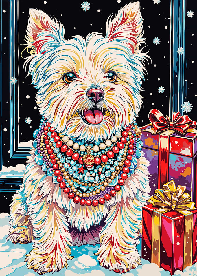 Festive Dog with Gifts