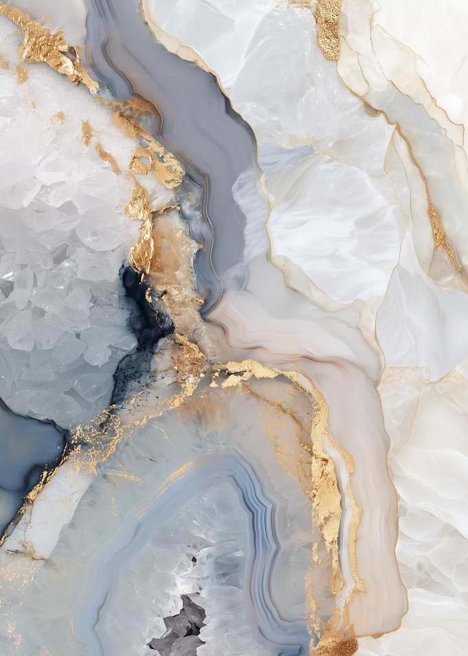 Abstract Agate Stone with Gold Veins