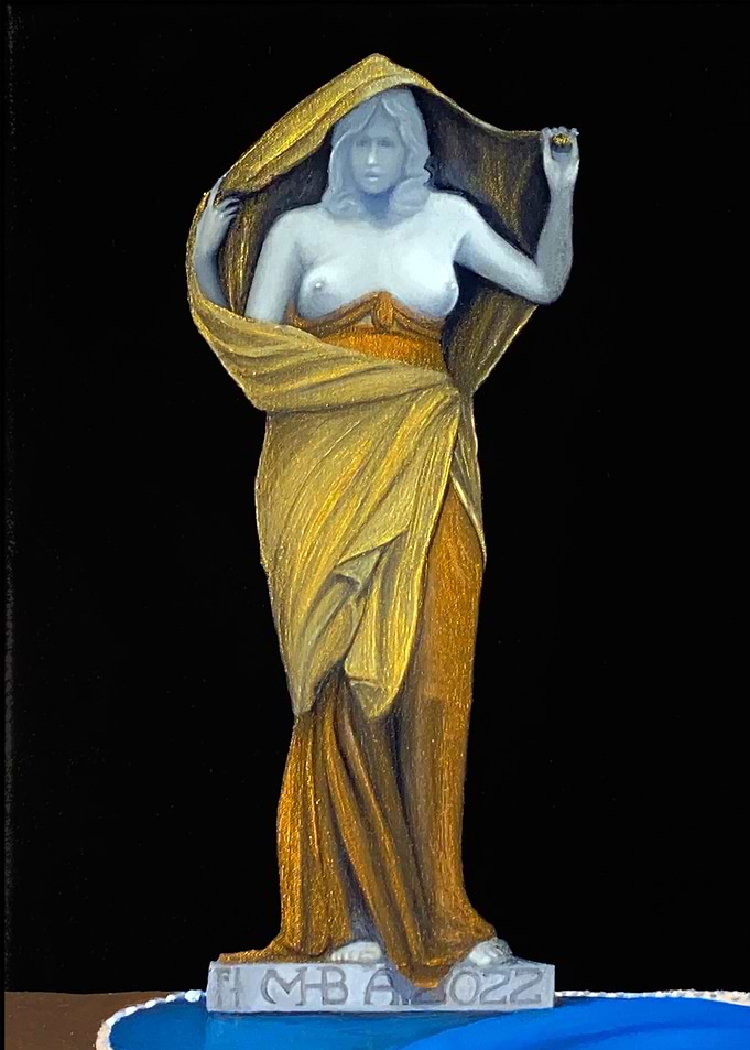 Golden Draped Figure Painting