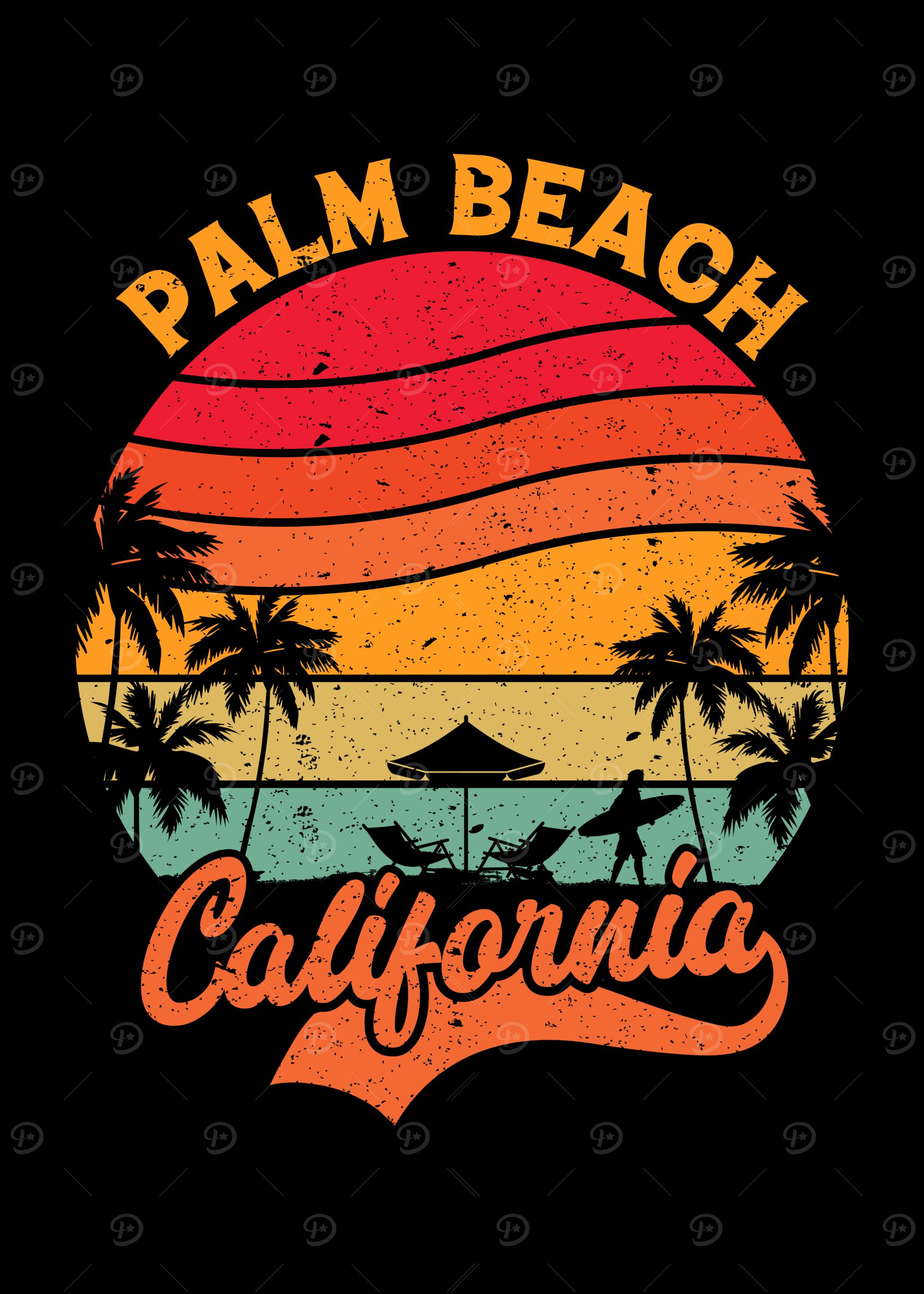 Palm Beach California Retro Sunset