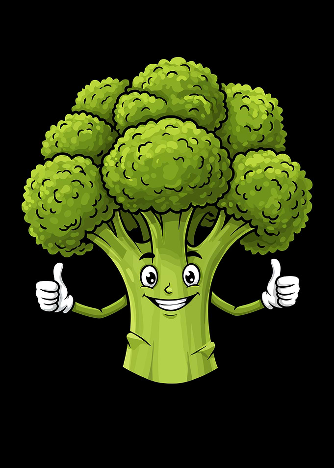 Cartoon Broccoli Giving Thumbs Up