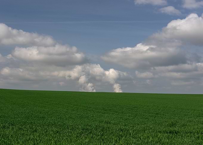 Green Field Under Cloudy Sky