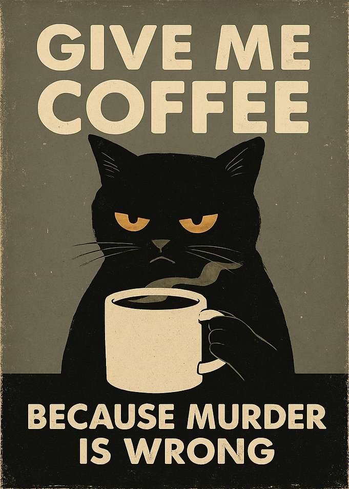 Give Me Coffee Cat Poster