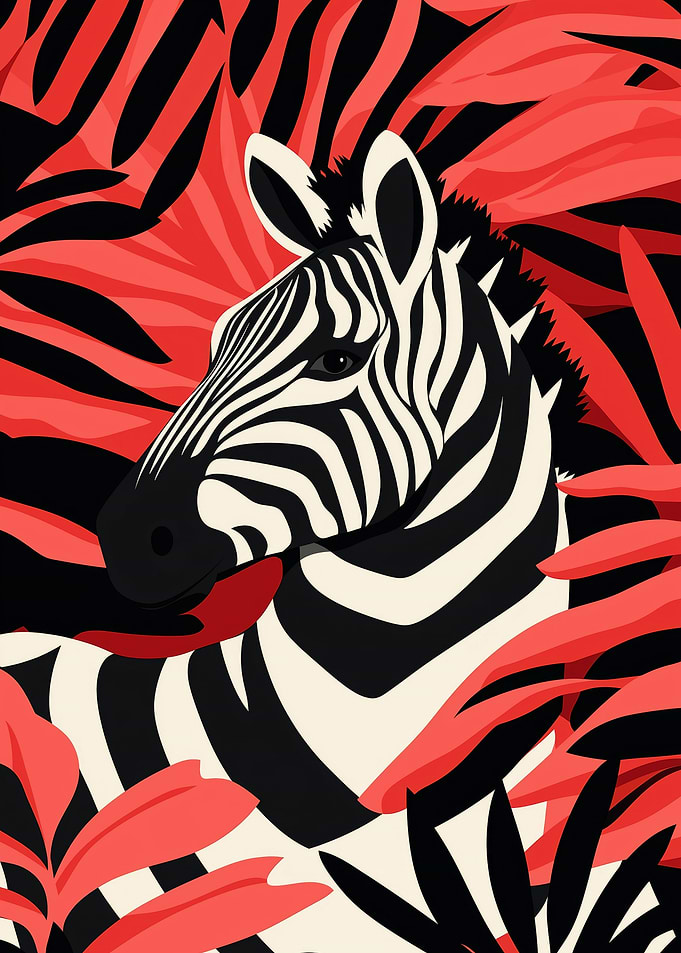 Zebra in Red Foliage