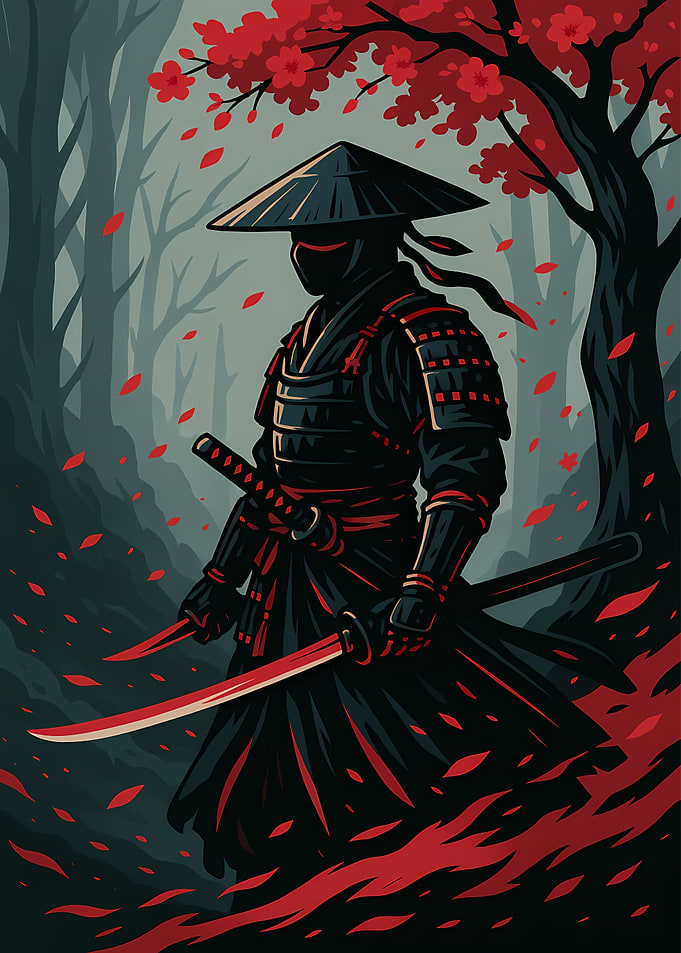 Pixel Art Samurai in Forest