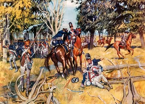 Skirmish at Harlem Heights, September 1776 — vintage poster restored on metal