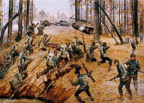 Crossing the Sauer River, December 1944 — metal poster wall art
