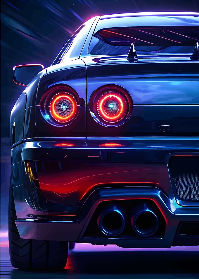 Sleek Blue Car Rear View