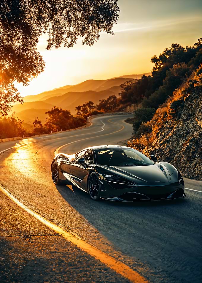 McLaren on Mountain Road at Sunset