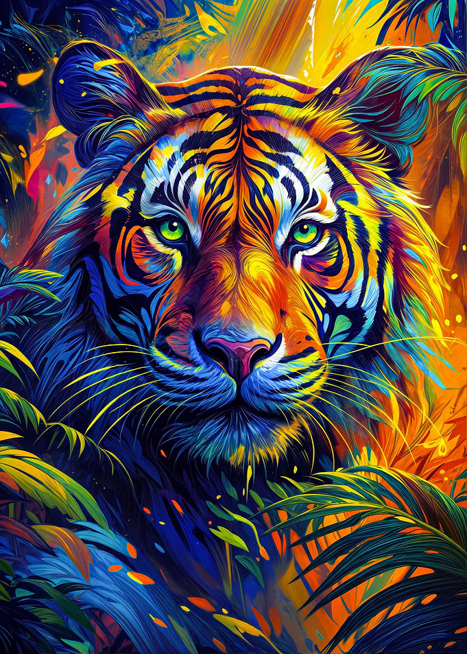 Colorful Tiger Portrait in Jungle