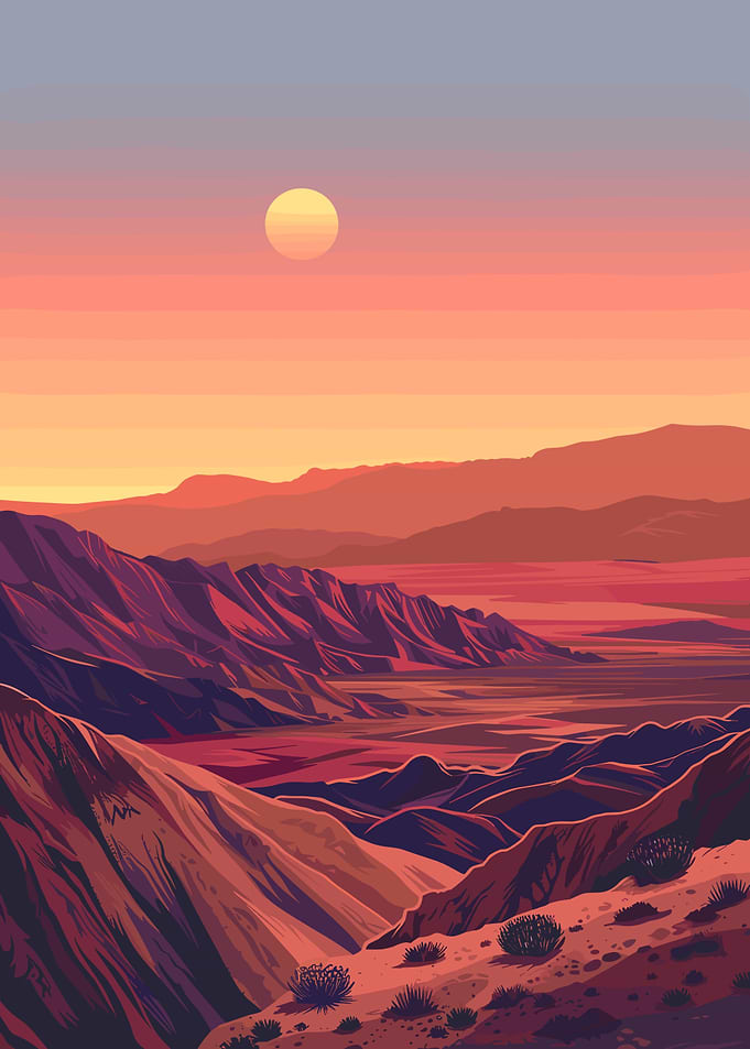 Desert Landscape at Sunset