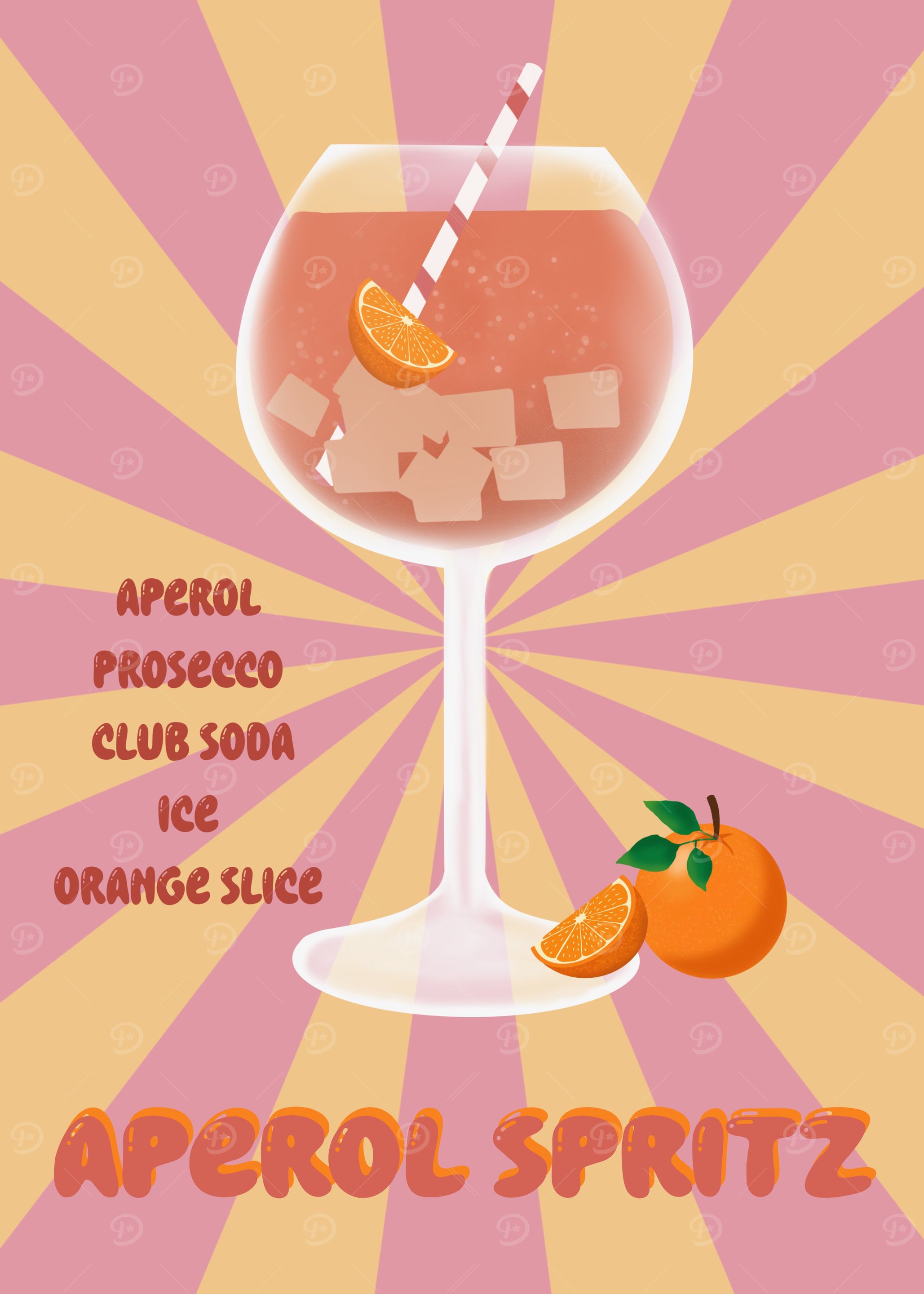 Aperol Spritz Cocktail Illustration