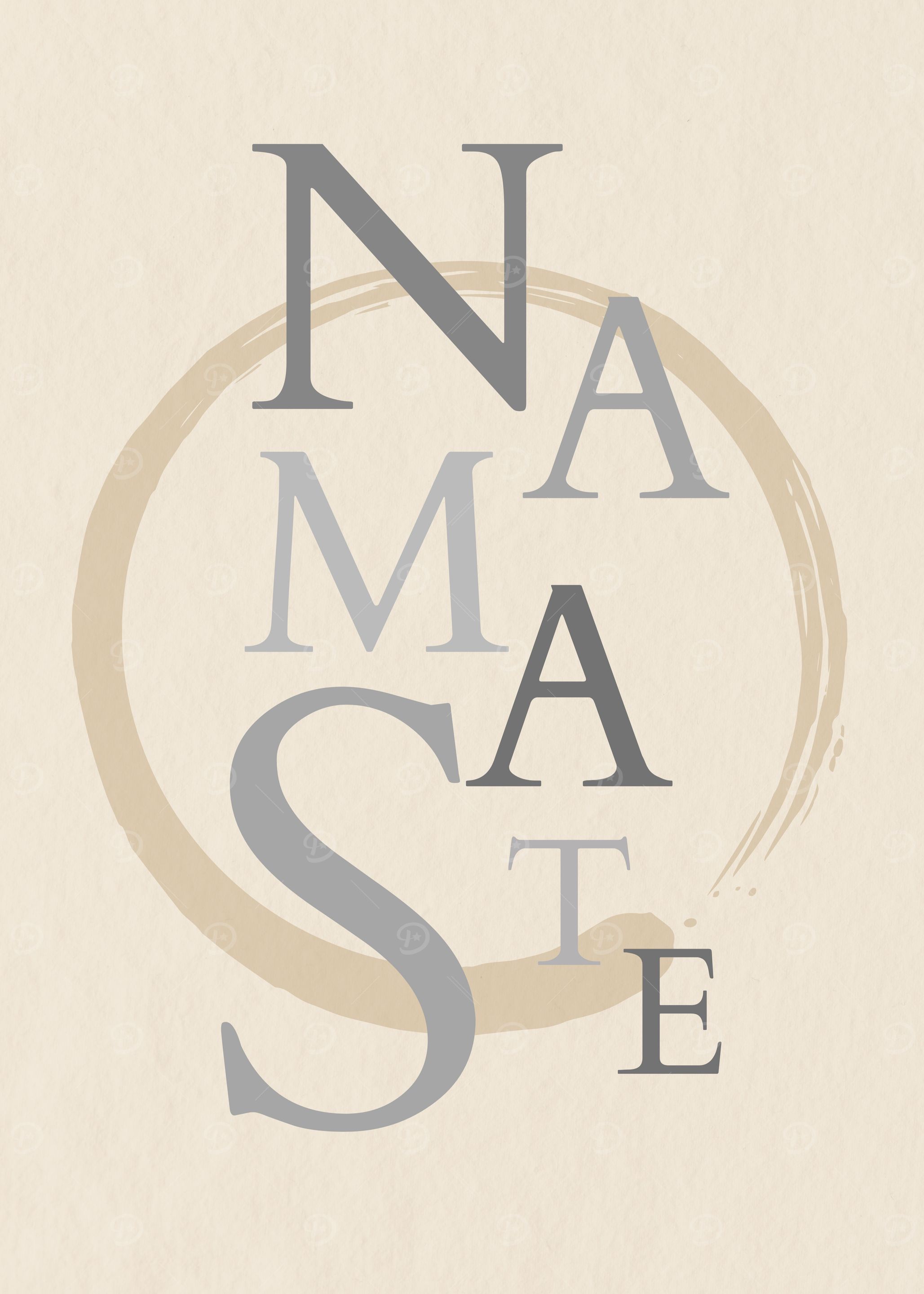 Namaste Typography with Zen Circle Calm Tanquil