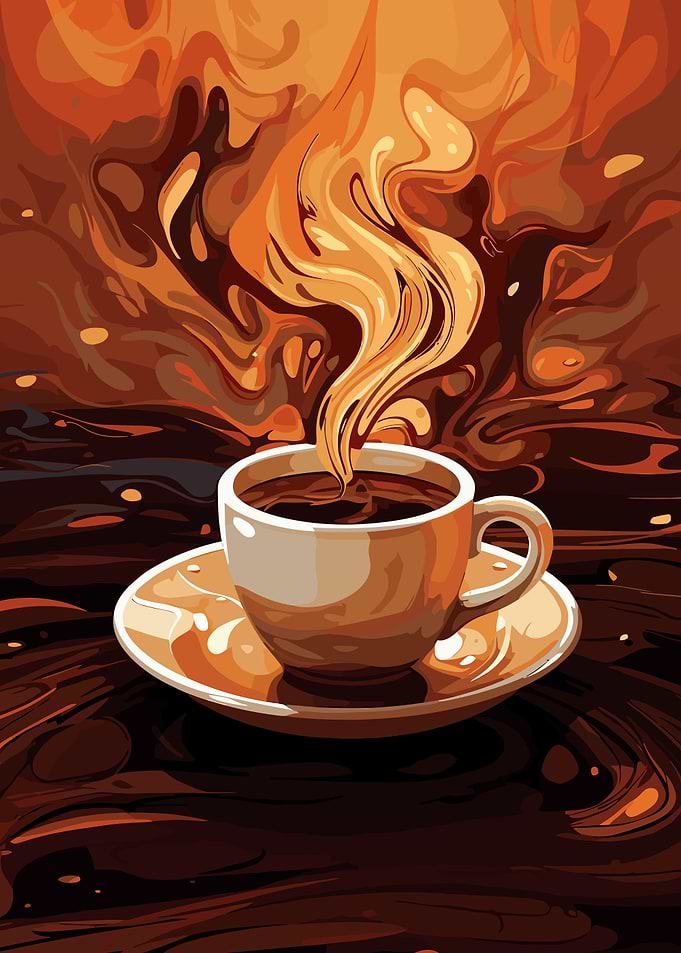 Steaming Coffee Cup Art