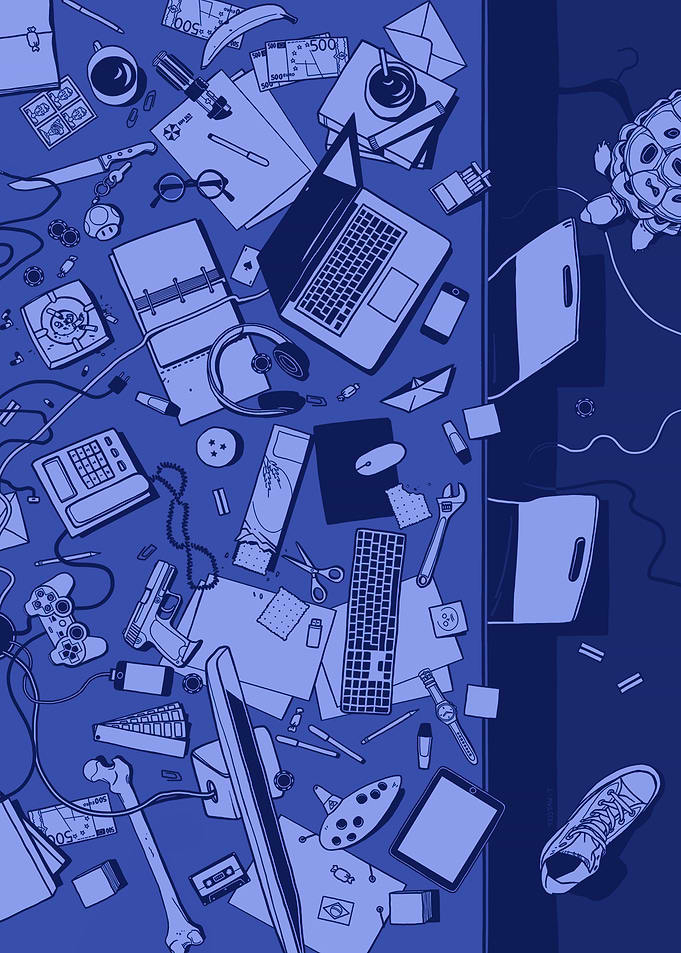 The Messy Geek Desk - Blue